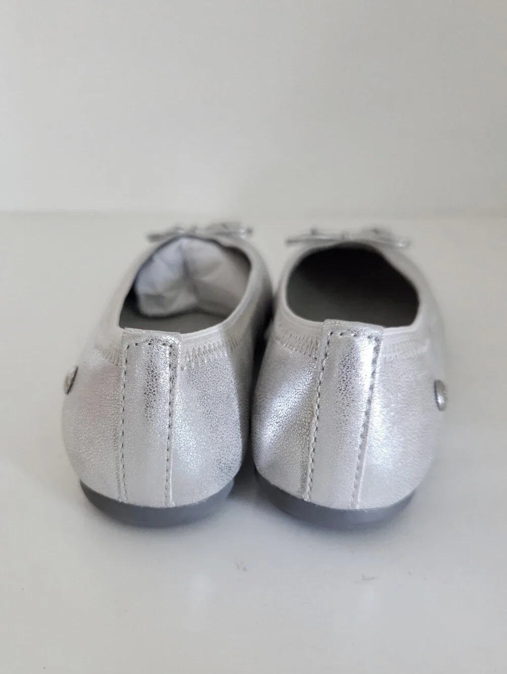 Hush Puppies Silver Ballet Flats with Bow 13.5W